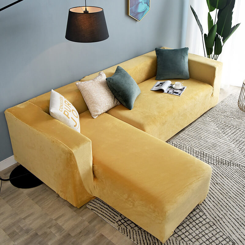 Soft Velvet Sofa Seat Cushion Cover - Stretch Non-Slip Sofa Cover Couch  Cushion Covers for Sectional Sofa L Shape, Sofa Cushion Slipcover Furniture  Protection (Orange, Chaise Cover) 
